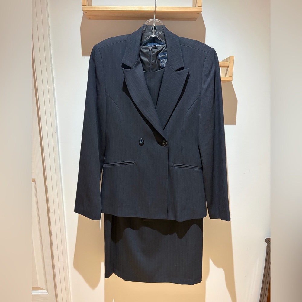 Dark Blue Women Pinstrip Suit